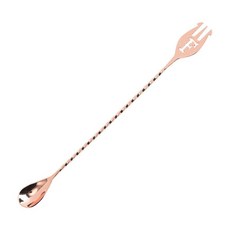 칵테일 바스푼 머들러 홈텐딩 믹싱스푼 하이볼 롱스푼, 22. F 포크 더블 바 로즈골드 30cm, 1개