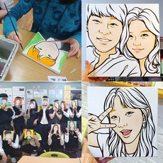 100%수제 셀프 팝아트초상화 DIY 키트 부모님 결혼 생일 커플 기념일 캐리커쳐 팝아트 캔버스 액자, 1인(팝아트감사패), 35X27cm(문구/카네이션/배경완료), 1개