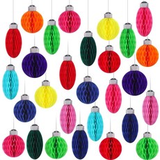 Pajean 15피스 크리스마스 조명 벌집 걸이 장식 3D 종이 공 천장 다채로운 전구 장식품 트리 교실 휴일 파티 용품 318200