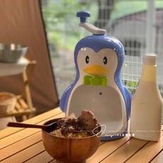 일본 수입 어린이 수동 빙수기 얼음 분쇄기 면빙 곰돌이 펭귄 아이스박스 배달, 3 푸른펭귄 (제빙컵 1개 포함)