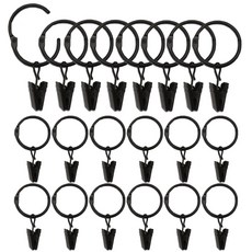 똑딱이 커튼링 다용도 집게링 32mm, 20개, 오픈형 블랙