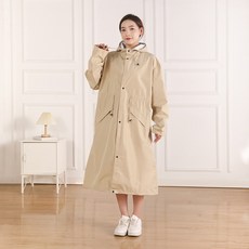 스패로우하우스 여성 레인코트 일체형 모자 허리 스트링 조절 등산 골프 여자 방수 성인 우비 비옷, 베이지