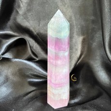 螢石柱 夢幻 粉紫 漸層 千層紗裙狀 帶彩虹光, 1個