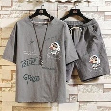 運動套裝男 冰絲短袖T恤 短褲兩件套 潮流青少年學生休閒運動服