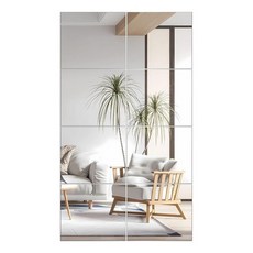 VASUHOME 유리 전체 길이 벽 거울 타일 - [30.5 x 25.4cm(12 x 10인치) - 4피스] 홈 체육관 침실 거실용 프레임리스 전신 거울 - 타의 추종을, 8pcs, 12"x10"