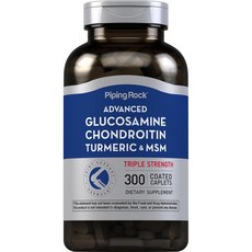 피핑락 글루코사민 콘드로이친 MSM 터메릭 트리플스트랭스 PipingRock Glucosamine Chondroitin Turmeric, 1개, 300정