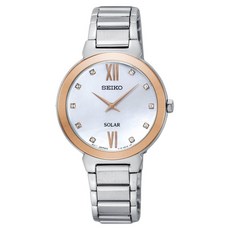 SEIKO精工 SOLAR 太陽能晶鑽女錶 夏季送禮首選-珍珠貝/30mm (SUP382P1)