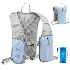 COSCOOA 여성용 남성용 경량 러닝 조끼 조절 가능한 가슴 스트랩 하이드레이션 하이킹 트레일 사이클링 레이스 마라톤용 1.5L 워터 블래더 포함 134537, 라이트 블루