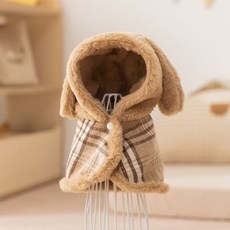 다이슝 강아지 옷 원피스 스커트 겨울 큐티 후드 망토 리본 투피스룩, 1개, 브라운-후드 망토