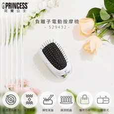 PRINCESS荷蘭公主 負離子電動按摩梳(無柄款)，告別毛躁，無線便攜，頭皮舒壓按摩