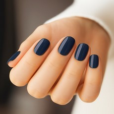 유행백서 짧은 손톱 붙이는 컬러 네일팁 라운드 숏타입 24pcs, 1개, ST115-네이비