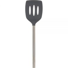 Tovolo 슬롯 실리콘 주걱 뒤집개 슬롯 스테인리스 스틸 손잡이 25.4cm(10인치) 핑크 셔벗 내열성 무독성 BPA 프리 주방 용품 실리콘 에그 팬케이크 플리퍼 금속 핸, 차콜