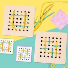 兒童益智早教圖案穿繩玩具 蒙氏穿線教具 鍛鍊精細動作與邏輯思維, 1個, 穿繩遊戲
