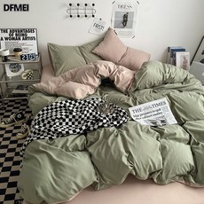 DFMEI 純水洗棉四件套親膚ins牀單被套, 200*230cm單被套