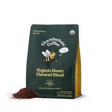 Chamberlain COFF 오프ee 유기농 그라운드 허니 블렌드 - 꿀 카모마일 및 오크 노트가 함유된 미디엄 로스트 커피콩 모든 브루에 부드럽고 자연스럽고 달콤하며 균형, Honey Blend, 1개