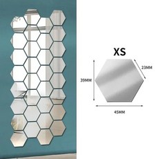 자기 접착식 미니 육각 블랙 스티커 골드 데칼 장식 거울 실버 레드 침실 아트, 03 100PCS, XS Silver
