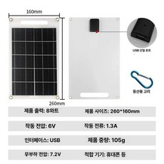 150W 18V 태양 태양광 자동차 충전 캠핑용, 6V 8W, 1개