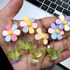 그란디스 상큼 6꽃잎 플라워 피규어 자동차 대쉬보드 장식 꽃피규어 꽃장식 인테리어 자동차용품, 혼합, 1개