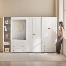 (10만원 즉시할인) 홈리 브리지 루버 댐핑 도어 갤러리 옷장 800 시리즈 갤러리장 붙박이장 화이트옷장 장롱 장농, 07_400 선반장_MU00132