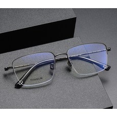 80911 티타늄 17.5g 특이한 동그란 사각 반테 빈티지 경량 남자 여자 안경