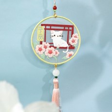 熱銷 刺繡手工diy材料包 自繡製作平安福禦守書簽掛件雙麵繡蘇繡送男友禮物, 【花望平安】送繡繃+禮盒 【需自己縫製】, 1個