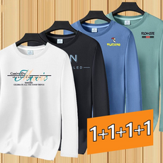1+1+1+1 캐주얼 봄 여름 순면 긴팔 남성 루즈핏 라운드넥 코디 이너 캐주얼 트렌드 이너티 간절기 면티 남자 긴팔티 4장세트