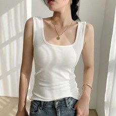 사계절 여성 슬림 골지 스판 스퀘어 나시(44~77) 골지캡나시 민소매나시 스퀘어넥