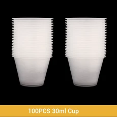 100pcs 30ml 눈금이 있는 플라스틱 믹스 컵 에어 브러시 페인팅을위한 범용 측정 페인트 트레이 DIY 아트, 01 100pcs