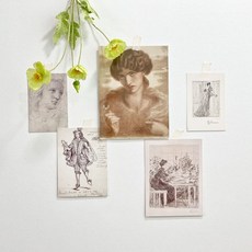 여성 드로잉 엽서 5P 세트 / 빈티지페이퍼 촬영소품 ang+8671FV