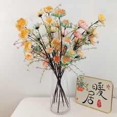 輕奢高檔仿真杜鵑花幹花花束，粉蝶裝飾假花，客廳家居擺件, 10枝混搭藍3粉3香檳4不含瓶, 1個