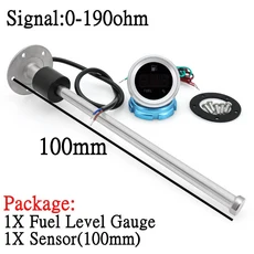 디지털 보트 게이지 자동차 깜박임 12V/24V 포함 100 190ohm 550mm 미터 연료 센서 송유기관 ~ 알람 레벨, 100mm and gauge