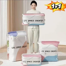 8개/4개 두꺼운 3D 진공 압축백 입체형 진공 이불 압축 수납백 진공 압축 파우치, 4개, 1개입