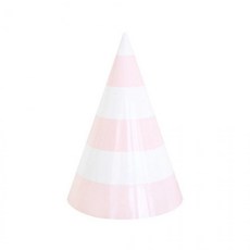 스트라이프고깔모자(6개입)핑크 생일 파티 소품 장식, 6개, 기본
