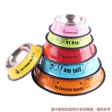 寵物碗 防滑碗 防溢防打翻食水碗 多色可選 XS 底部直徑15cm, 1個, 印花彩色不銹鋼碗,XS   底部直徑15cm