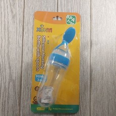 米糊餵養瓶米糊餵養勺 擠壓式餵養勺 寶寶輔食餵食神器 便攜餐具, 1個, 藍色