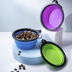 반려동물식기 접이식 밥그릇 휴대용 강아지 고양이 산책 물그릇, 1개