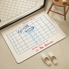 미끄럼방지 욕실 규조토 발매트 빠르게 북유럽 논슬립 예쁜 디자인 욕조용 스타일 마르는, 1개, D. 체크무늬-샤워기