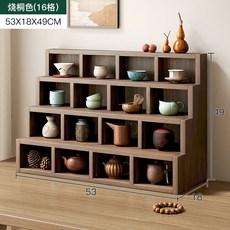 【椿嶼】茶杯架子茶具收納架桌麵置物架多寶閣小博古架茶壺架紫砂壺擺放架, 十六格大號53X18X49CM, 1個