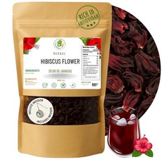 Jamaica Flor – 100% 천연 루즈 리프 히비스커스 차 - 453.6g(16온스) (0.5kg(1파운드) - 말린 히비스커스 꽃잎 - 카페인 프리 - 물질 풍부함 -