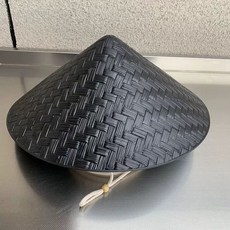 대나무 삿갓 무술 조밀한 모자 47cm 지름 촬영용 소품 원형 전통 블랙 곡선형 연출용 코, Q. 46cm 검정색 플라스틱 모자