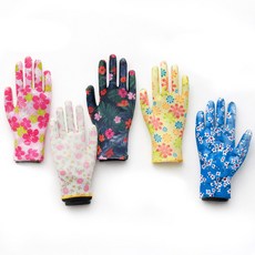 PU 팜코팅 원예 원예용 텃밭장갑 손바닥 코팅 꽃무늬 장갑 5종 세트, 1개, 5가지 색상