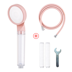 바스럽 국산 파스텔톤 필터 샤워기세트 1.5M [컬러 필터샤워기+PVC 샤워호스+필터 2p+스패너], 핑크, 1개