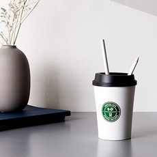 커피컵 펜슬홀더 펜 연필꽂이 정리함 사무실소품, 블랙+화이트