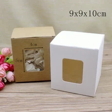 10pcs DIY 빈티지 크래프트 종이 상자 흰색 대형 창 선물 케이크 포장 크리스마스, 01 10box Kraft, 06 9x9x10cm