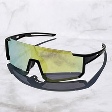 앤시오 스포츠 고글 변색 편광 선글라스, 1개, 블랙테 블루골드 편광렌즈