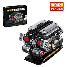 W16 기계 엔진 모델 키트 801개 부품 조립 세트 움직이는 피스톤 포함 성인용 교육용 공학 장난감, 01 YC556 with box