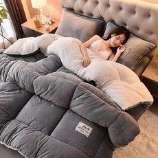 양면 벨벳 이불 용수철 가을 양털 우유 코어, 2. light gray / B. 1.5x2.0m...