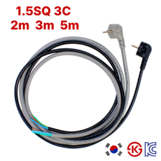 국산 AC 전원 케이블 1.5SQ 3C 220V 전기코드 2m 3m 5m, 1개, 그레이
