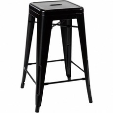 E-home 約克工業風可堆疊金屬吧檯椅-座高66cm 簡約線條設計, 黑色, 1個