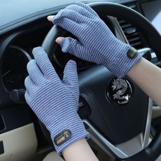 下殺價 男款冬季保暖防凍手套 女漏二指翻蓋 戶外防風 寫字觸屏, 牛仔藍, 1個